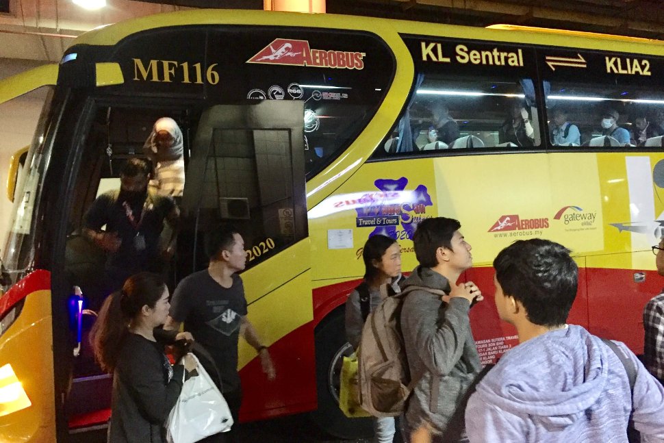 Passengers getting off the Aerobus at the KL Sentral