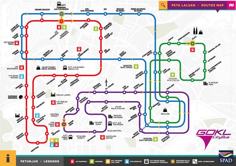 Go KL Blue Line & Red Line Route Map