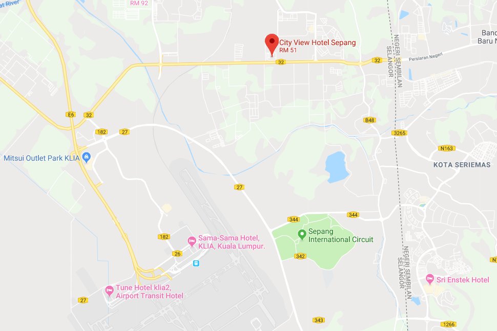Location map of City View Hotel Sepang