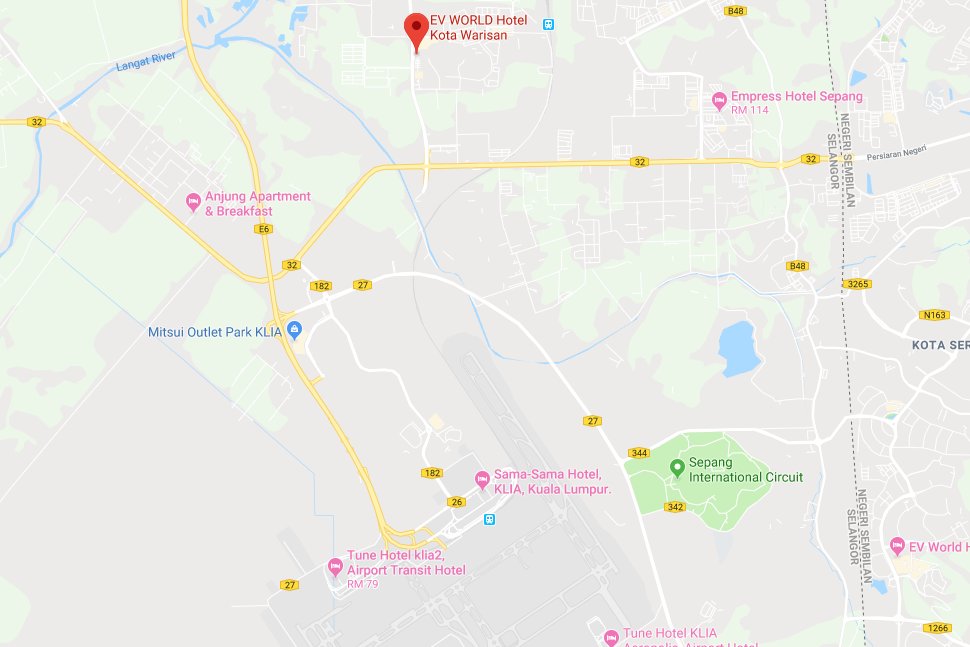 Location of EV World Hotel Kota Warisan