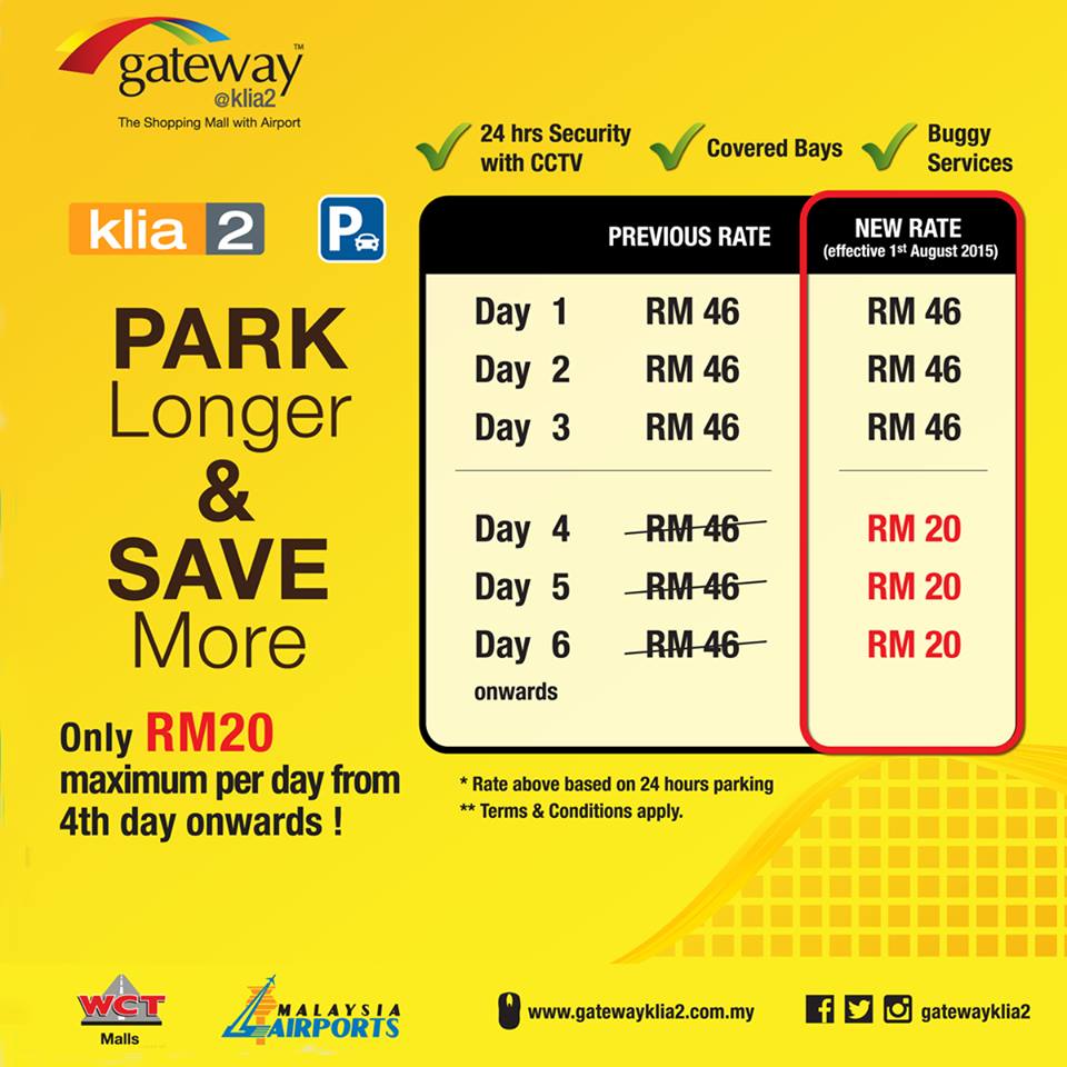 Reduced parking charges at klia2