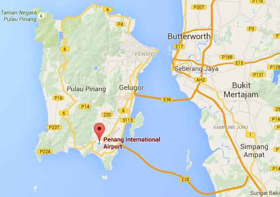 Location of Penang Airport