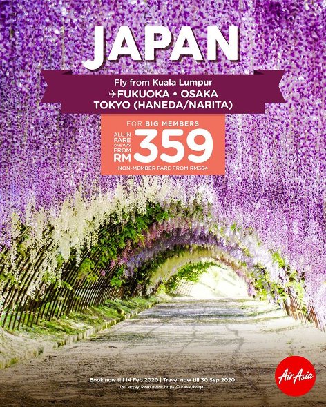 Fly from Kuala Lumpur to Japan