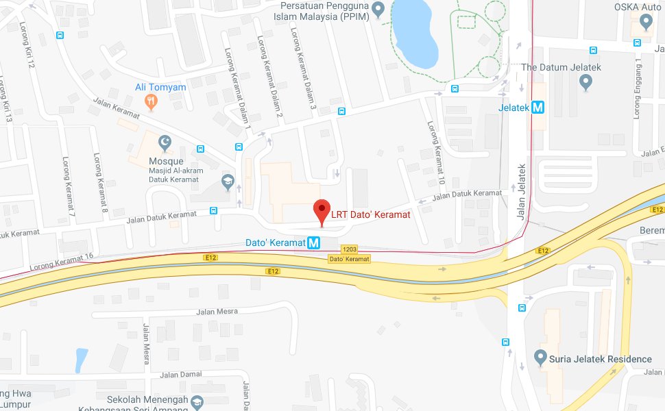 Location of Dato' Keramat LRT Station