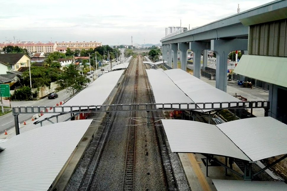 View of the rail tracks and boarding platforms