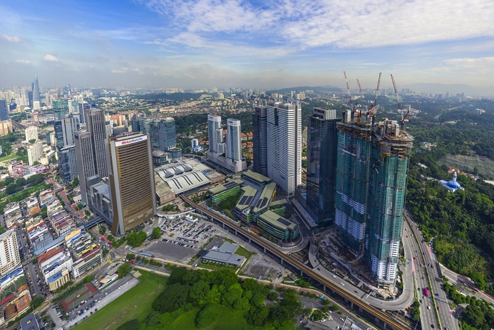 Aerial view of the KL Sentral and surrounding areas