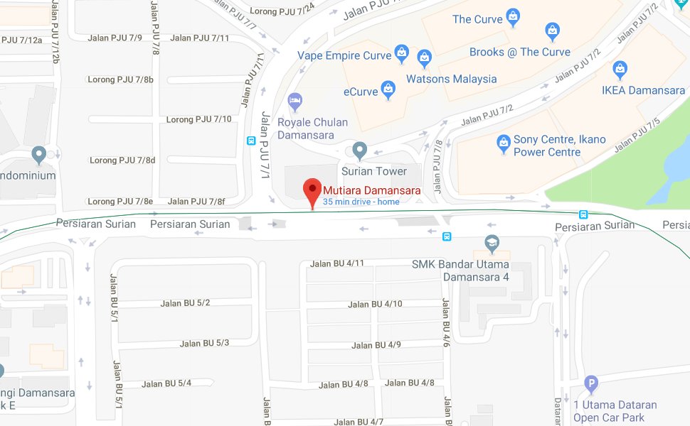 Location of Mutiara Damansara MRT station