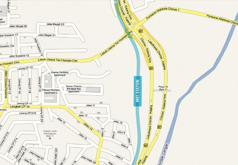 Bandar Tun Hussein Onn station location map