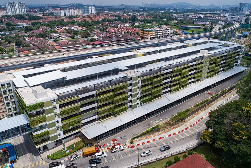 The multi-storey park and ride building that has been built at the Kajang Station. Apr 2017