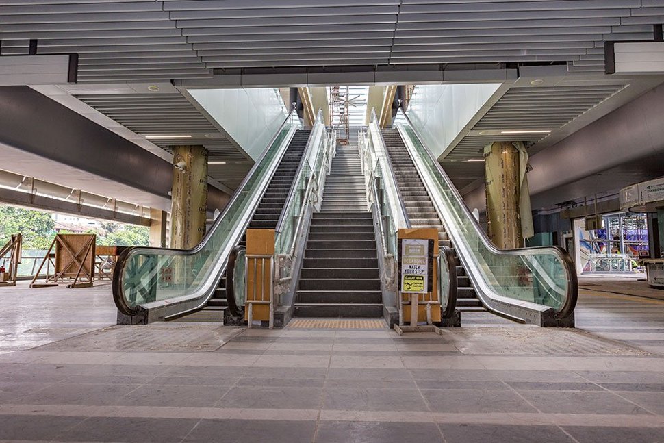 Escalators and stairs structure that have been installed inside the Taman Suntex Station. Feb 2017