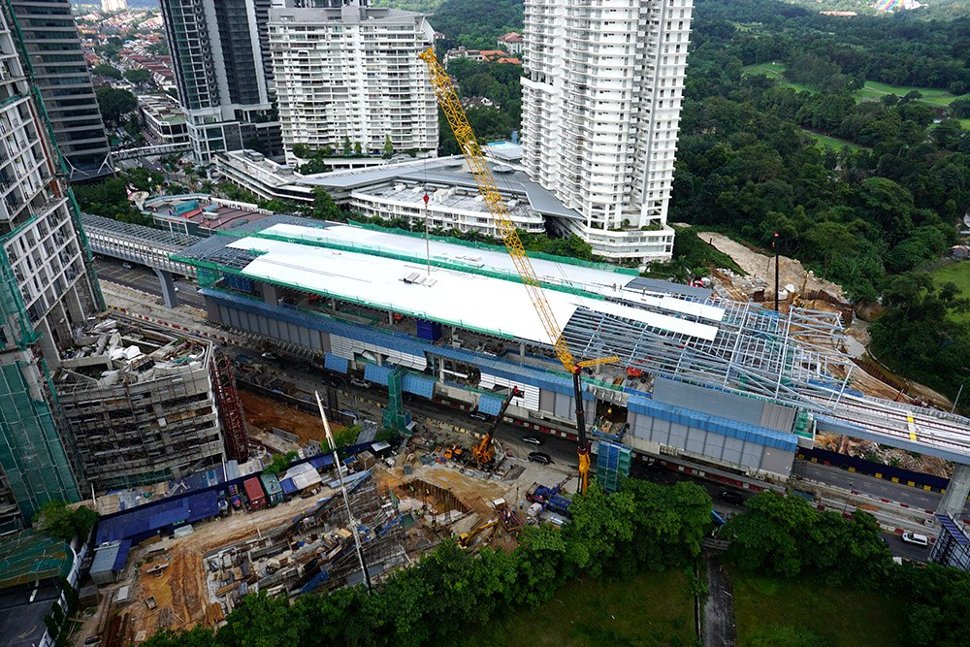 Aerial view of the Taman Tun Dr Ismail Station under construction. (Dec 2015)