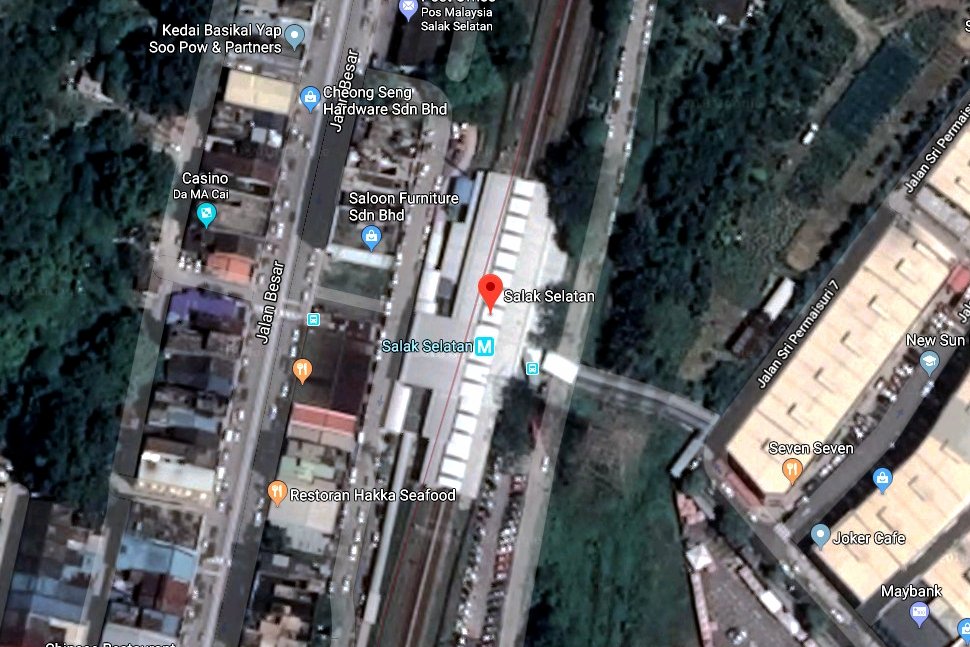 View of Salak Selatan LRT station on Google Earth