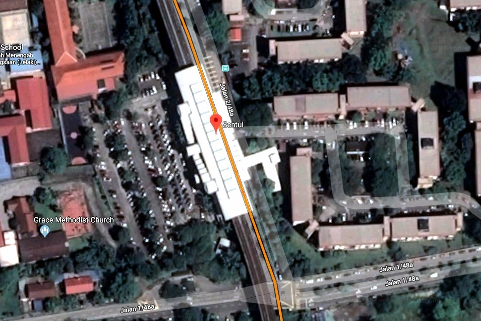 View of Sentul LRT station on Google Earth