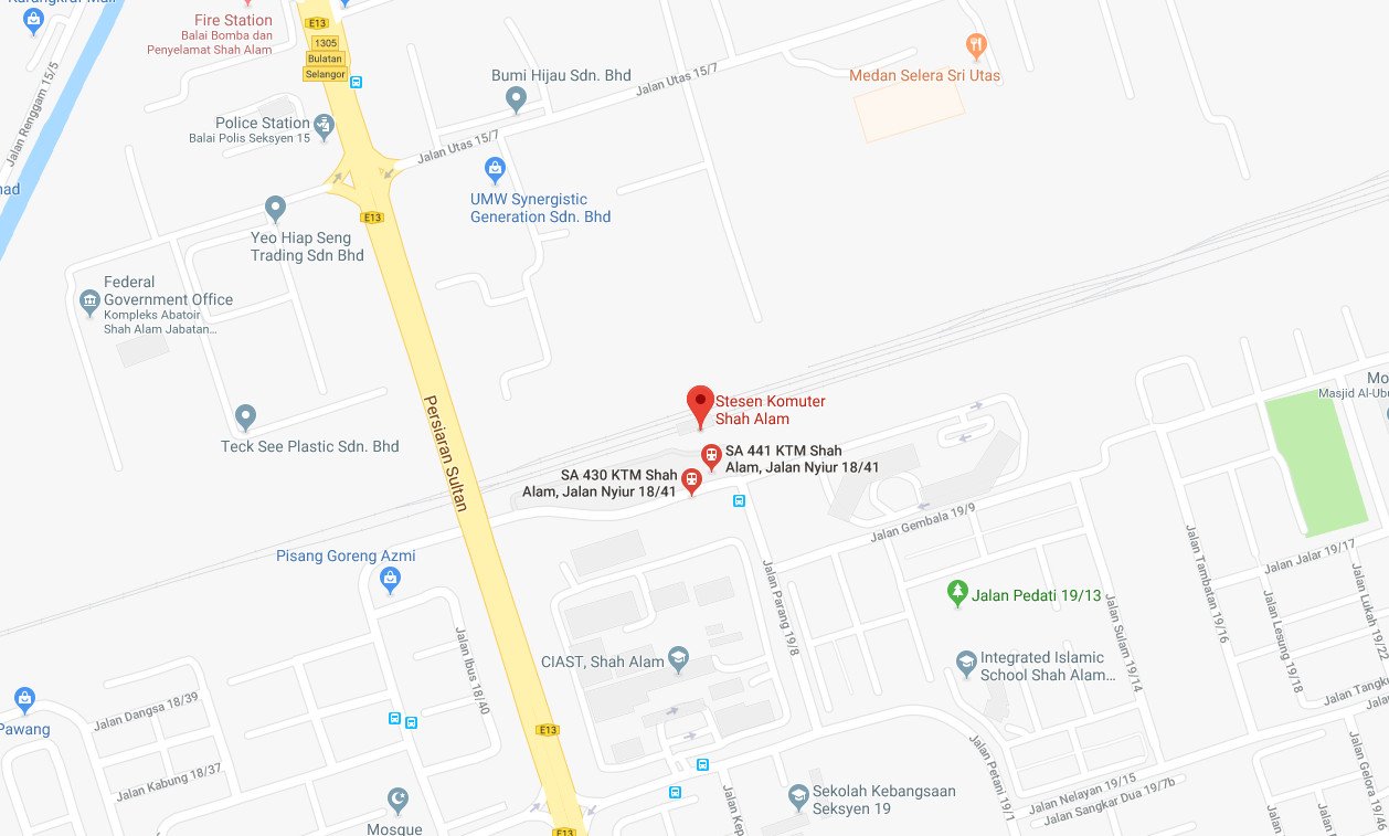 Location of Shah Alam KTM Station