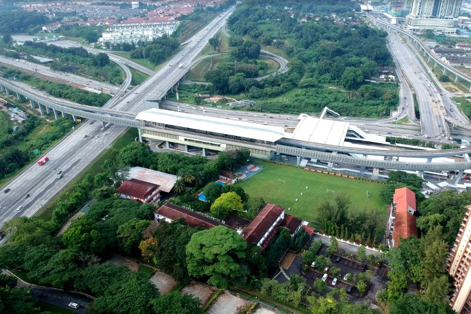 Aerial view of the Sungai Buloh KTM Komuter station