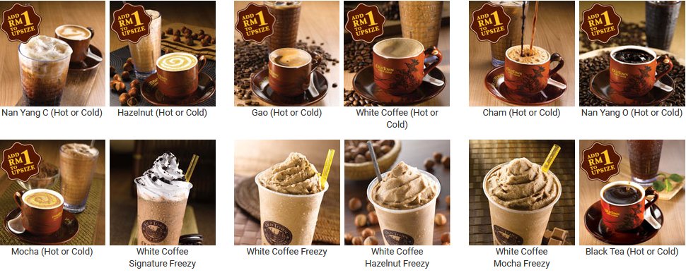 OldTown White Coffee selection