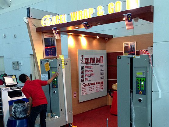 Excel Wrap & Go booth at Departure Hall near MACH Hong Leong Bank