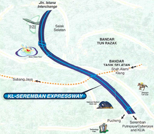 Kuala Lumpur-Seremban Expressway Map