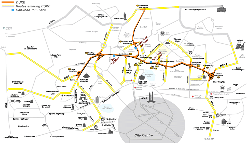 DUKE, Duta-Ulu Kelang Expressway Map