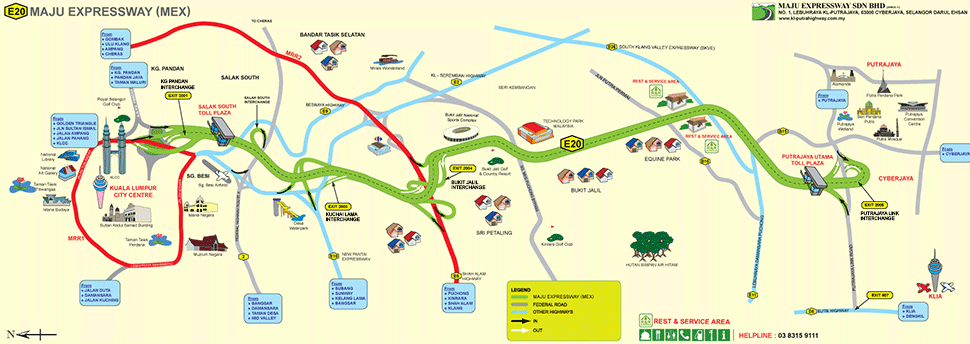 MEX, Maju Expressway Map