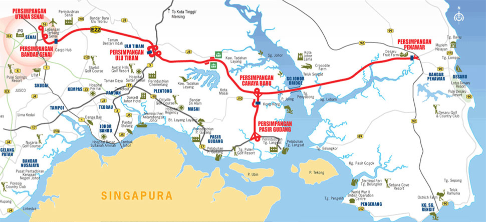 Senai-Desaru Expressway (SDE) Map