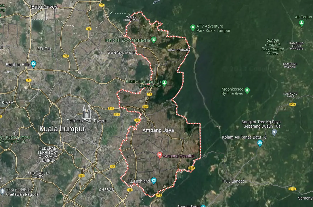Satellite view of Ampang Jaya
