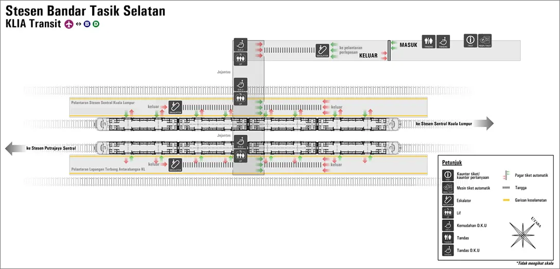 Layout plan of Bandar Tasik Selatan ERL station