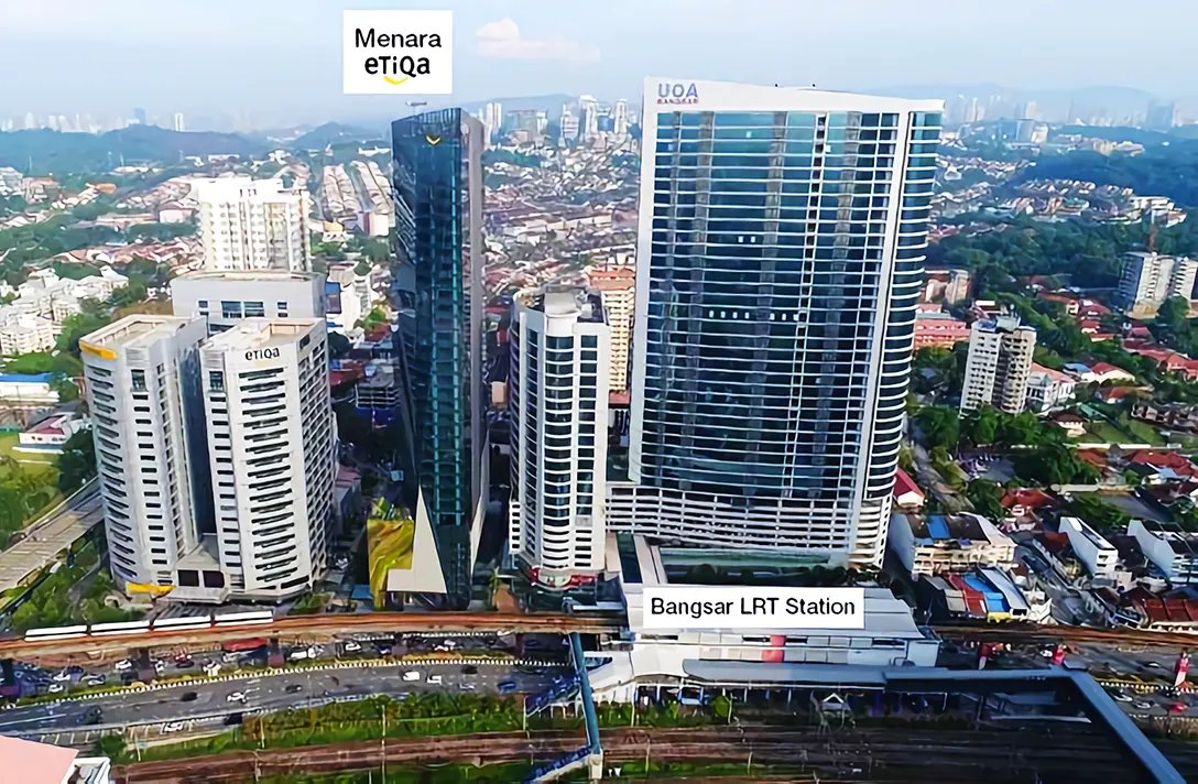 The aerial view of Bangsar LRT station and its surrounding area