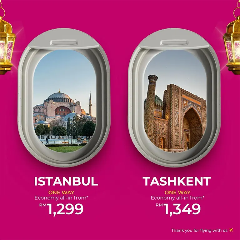 Fly from Kuala Lumpur to Istanbul, Tashkent!