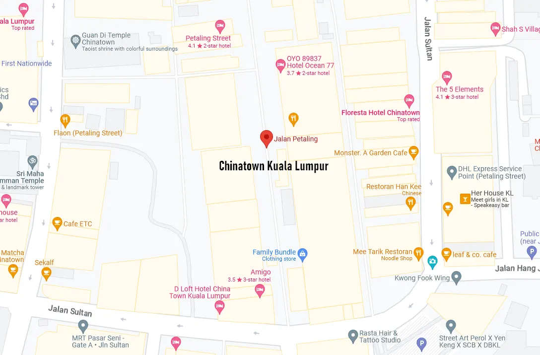 Location of Chinatown Kuala Lumpur