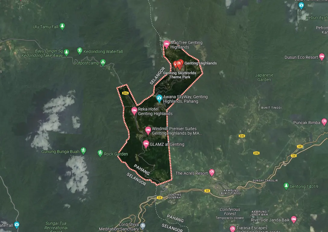 Satellite map of the Genting Highlands