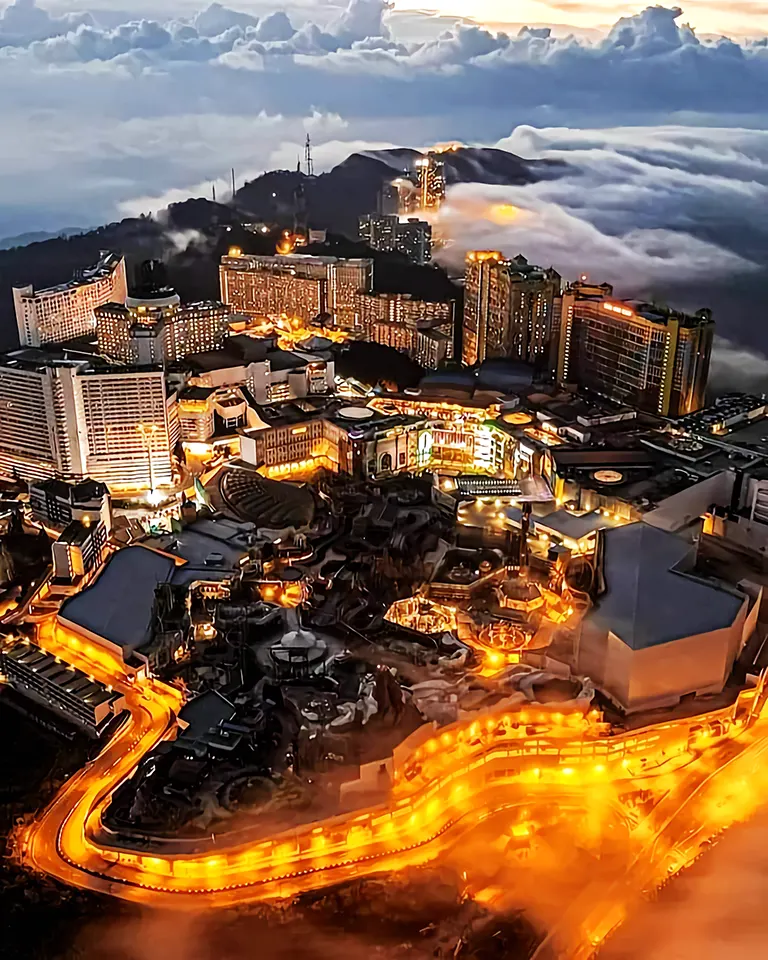 Aerial view of Genting Highlands, city of entertainment and thrills