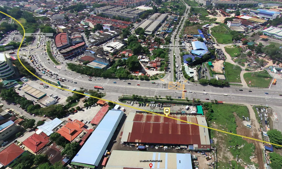 Aerial view of the construction site for the Jinjang MRT station