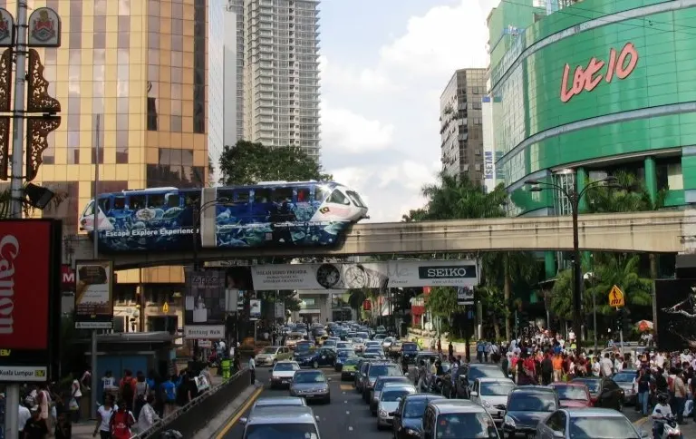 KL Monorail train crossing Bukit Bintang area