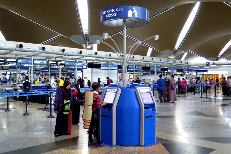 Check-in counters and check-in kiosk available at Level 5