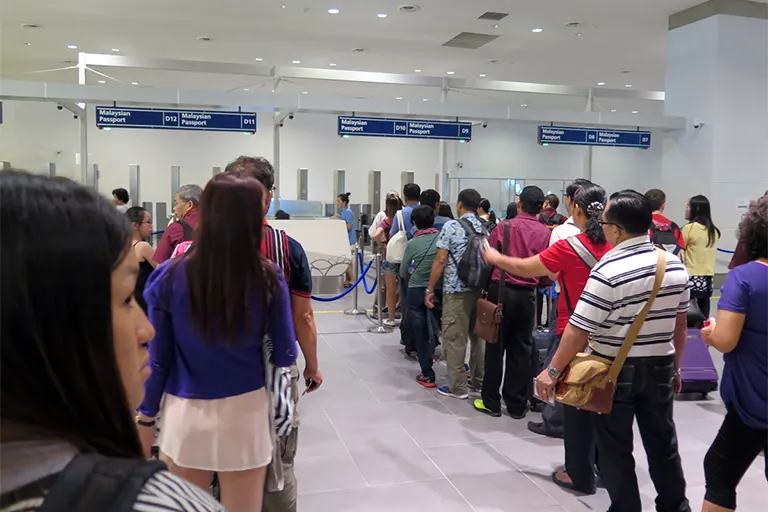 Immigrations counters for Malaysian Passport holders at the Arrival Hall