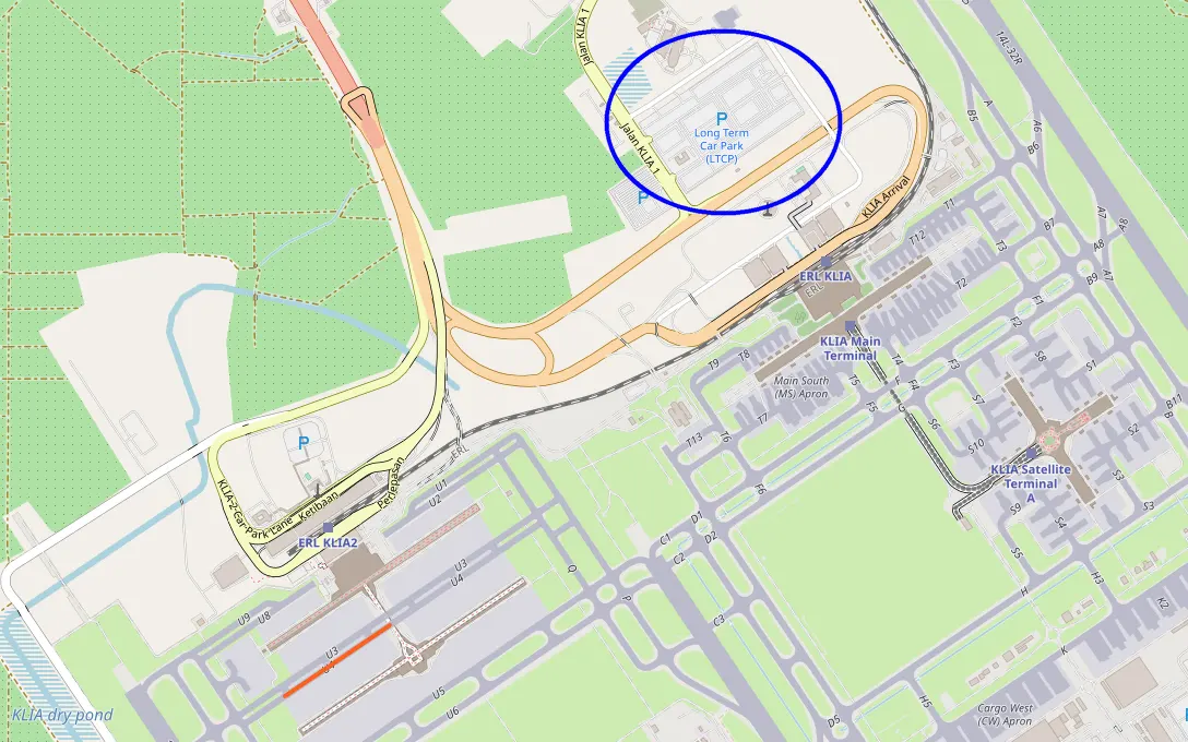 Location of Long Term Car Park (LTCP) for KLIA and klia2