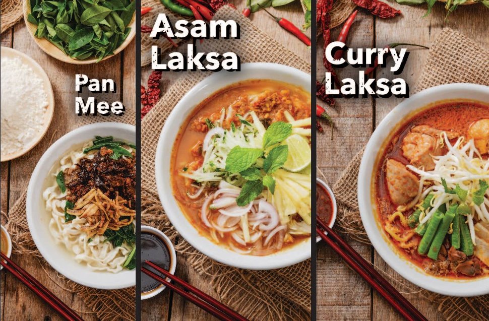 Pan Mee, Asam Laksa, and Curry Laksa