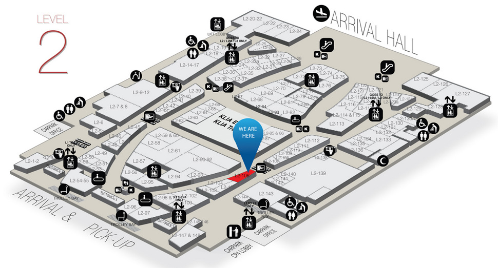 Location of Baskin Robbins at level 2 of Gateway@klia2 mall