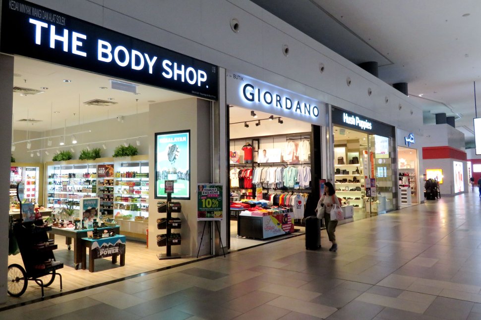 The Body Shop, Giordano, and Hush Puppies