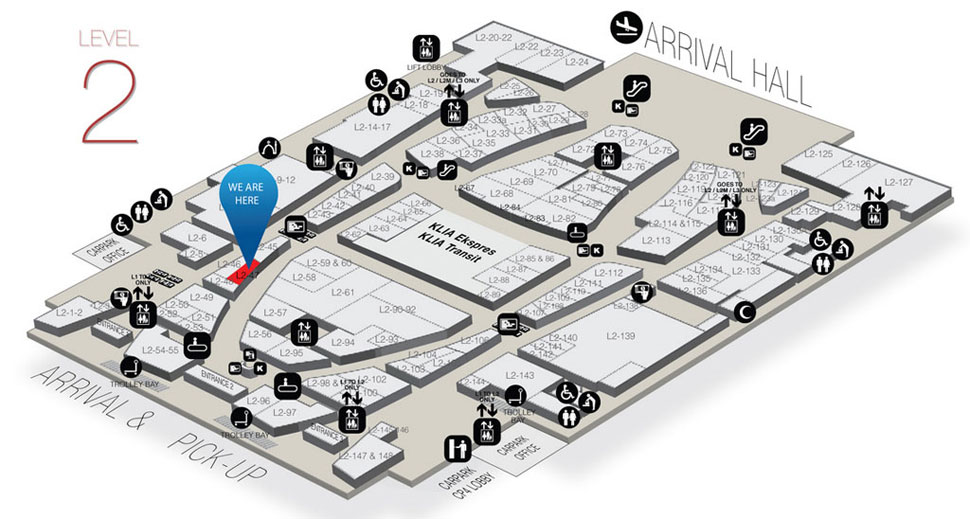 Location of Gong Cha at level 2 of Gateway@klia2 mall
