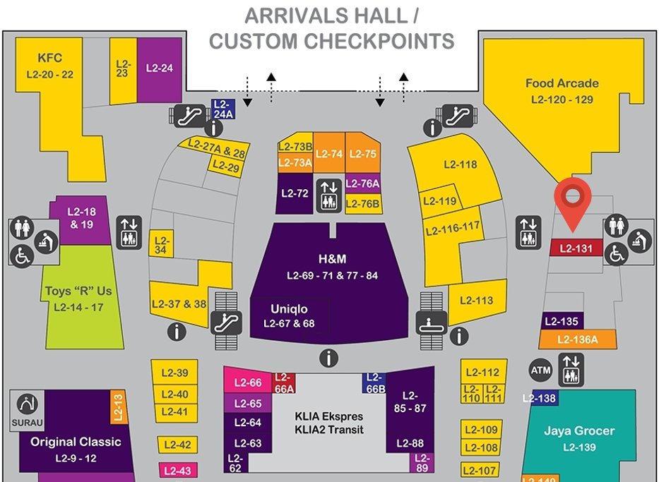Location of iGADGET at level 2 of the Gateway@klia2 mall