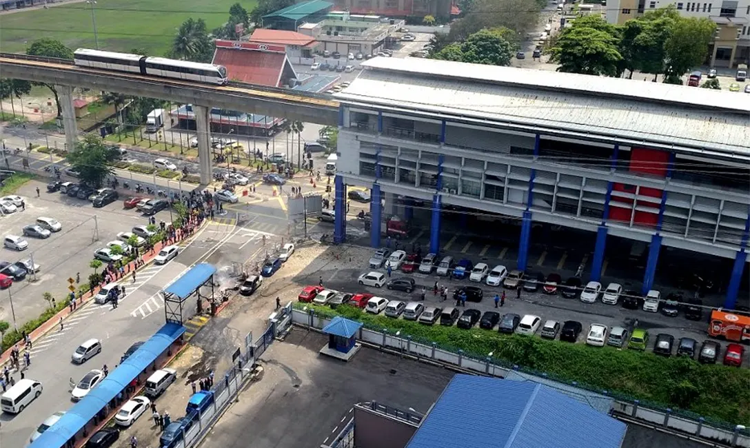 Aerial view of Taman Jaya LRT station
