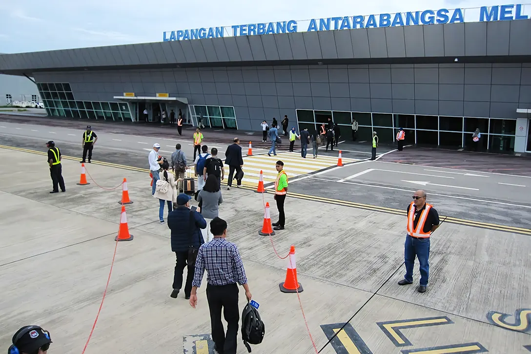 Passengers walking to the Terminal building at Malacca International Airport, Melaka Airport