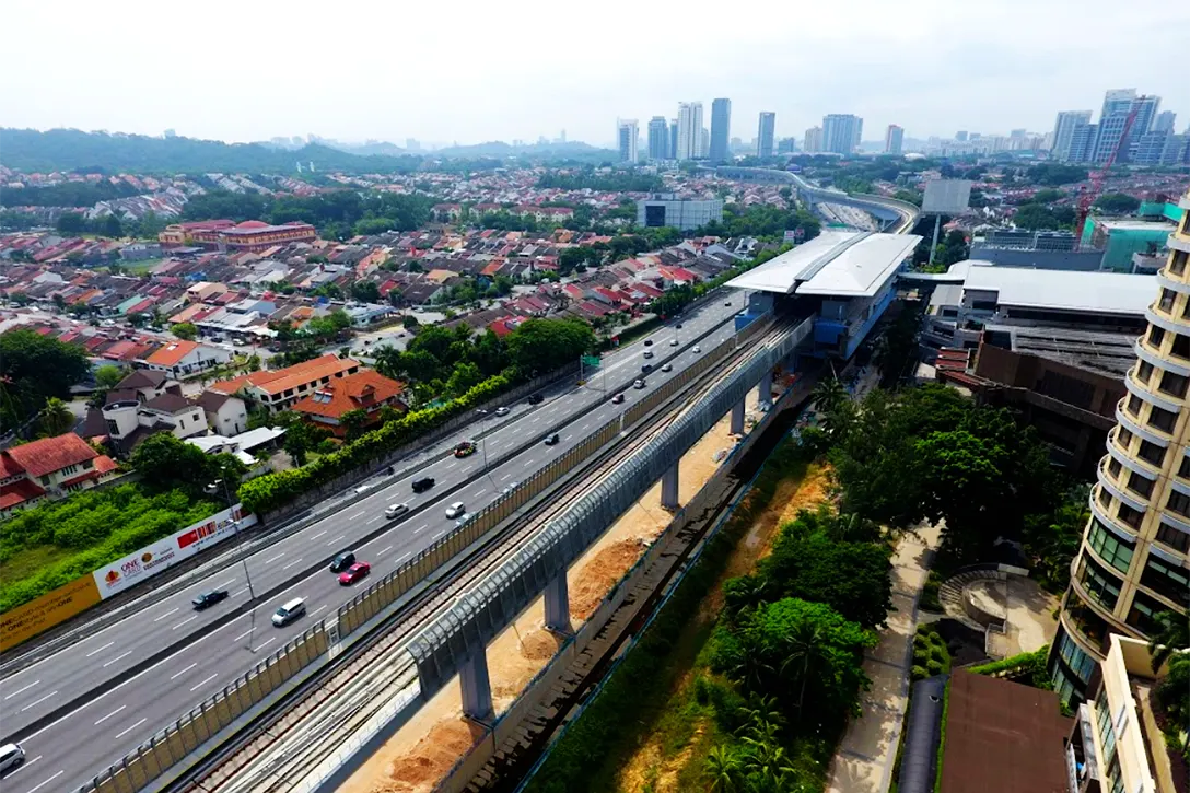 Aerial view of Bandar Utama MRT station
