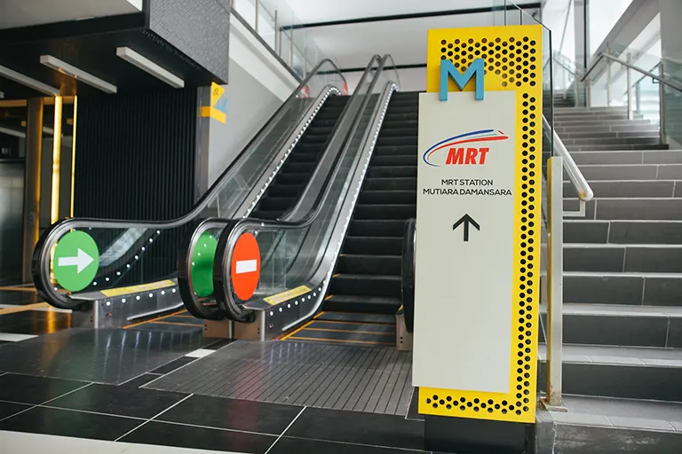 Escalator to the link bridge to Mutiara Damansara MRT station