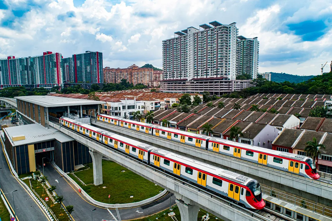 MRT trains at the Damansara Damai MRT station
