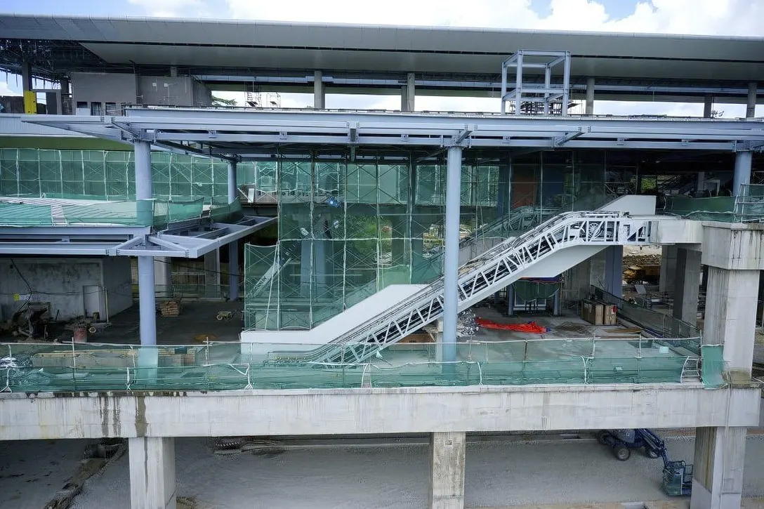 Escalator being installed inside the Sungai Buloh Station