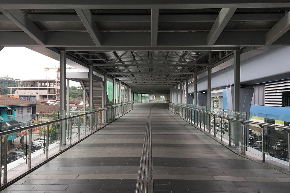 Pedestrian walkway connects the MRT station to the EkoCheras shopping mall