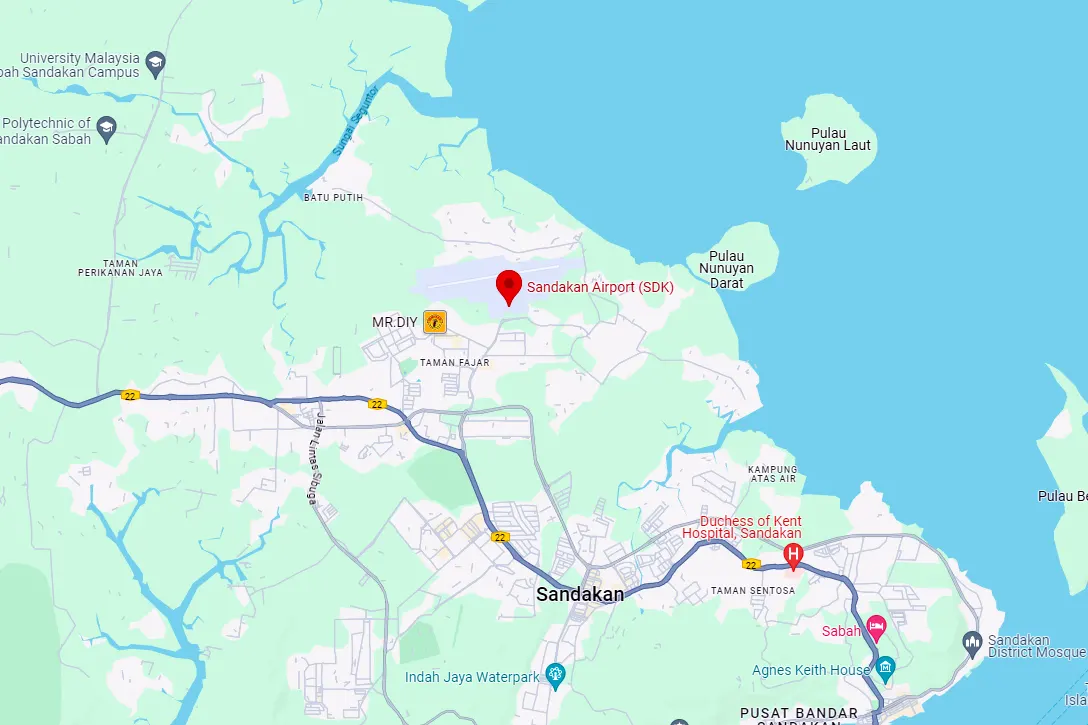 Location of Sandakan Airport